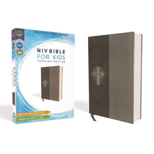 Niv, Bible for Kids, Leathersoft, Gray, Red Letter, Comfort Print: Thinline Edition
