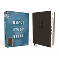 Niv, Quest Study Bible, Leathersoft, Black, Indexed, Comfort Print: The Only Q and A Study Bible