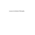 Lessons in Scholastic Philosophy