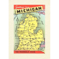 Vintage Lined Notebook Greetings from Michigan, Map