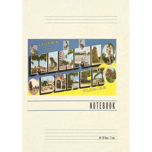 Vintage Lined Notebook Greetings from Miami Beach, Florida